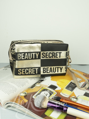 Косметичка "Beauty Secret", эко-кожа. 18 см × 8 см × 11 см. Черная.