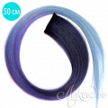 Цветные пряди волос на заколках. Черно-фиолетовый + Серо-голубой 1 шт.