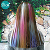 Цветные пряди волос на заколках. Светло-розовый + Синий электрик. 1 шт.