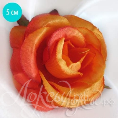 цветок "Роза малая" на зажиме. Оранжевая